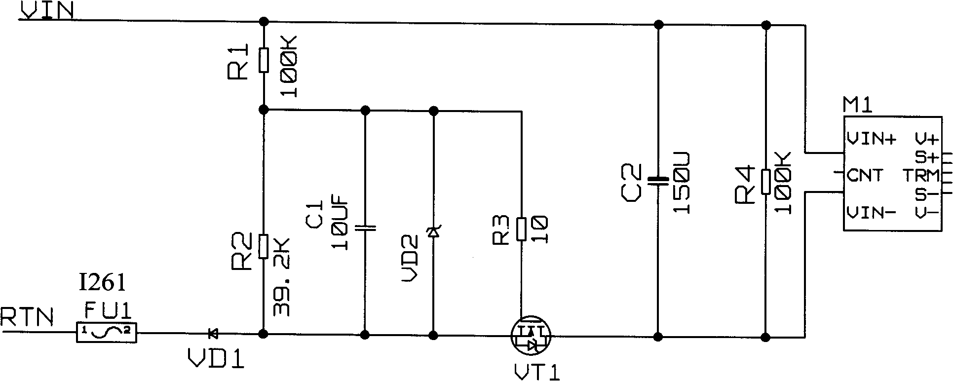 Direct-current power supply slow startup control circuit