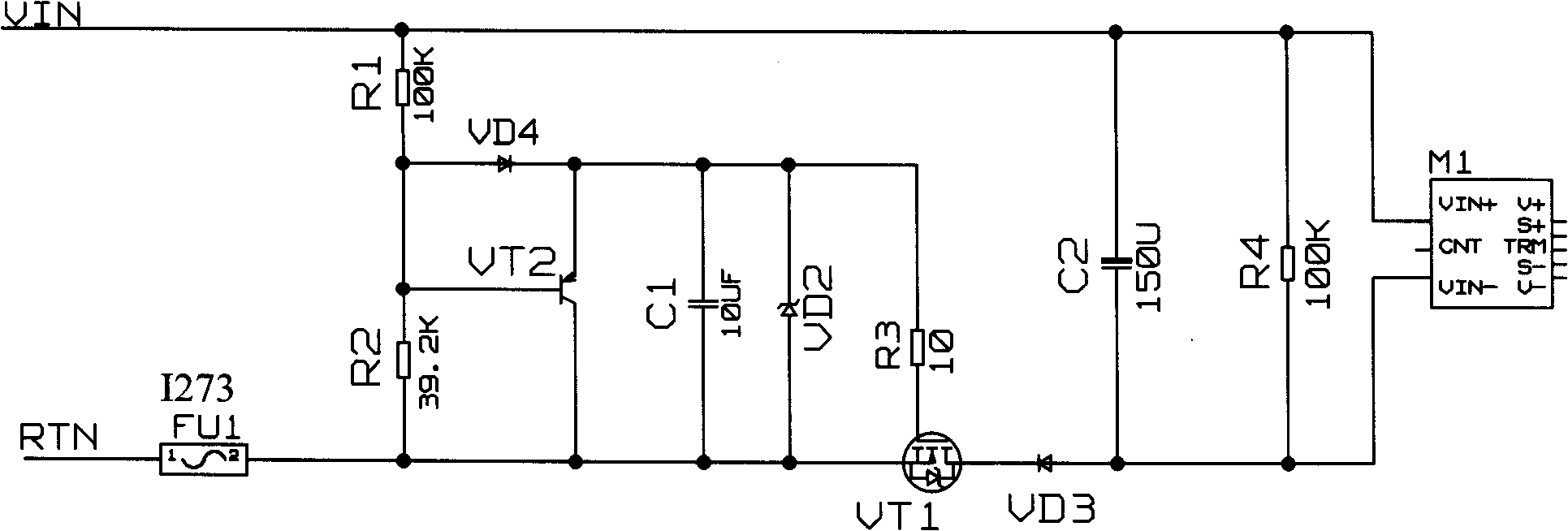 Direct-current power supply slow startup control circuit