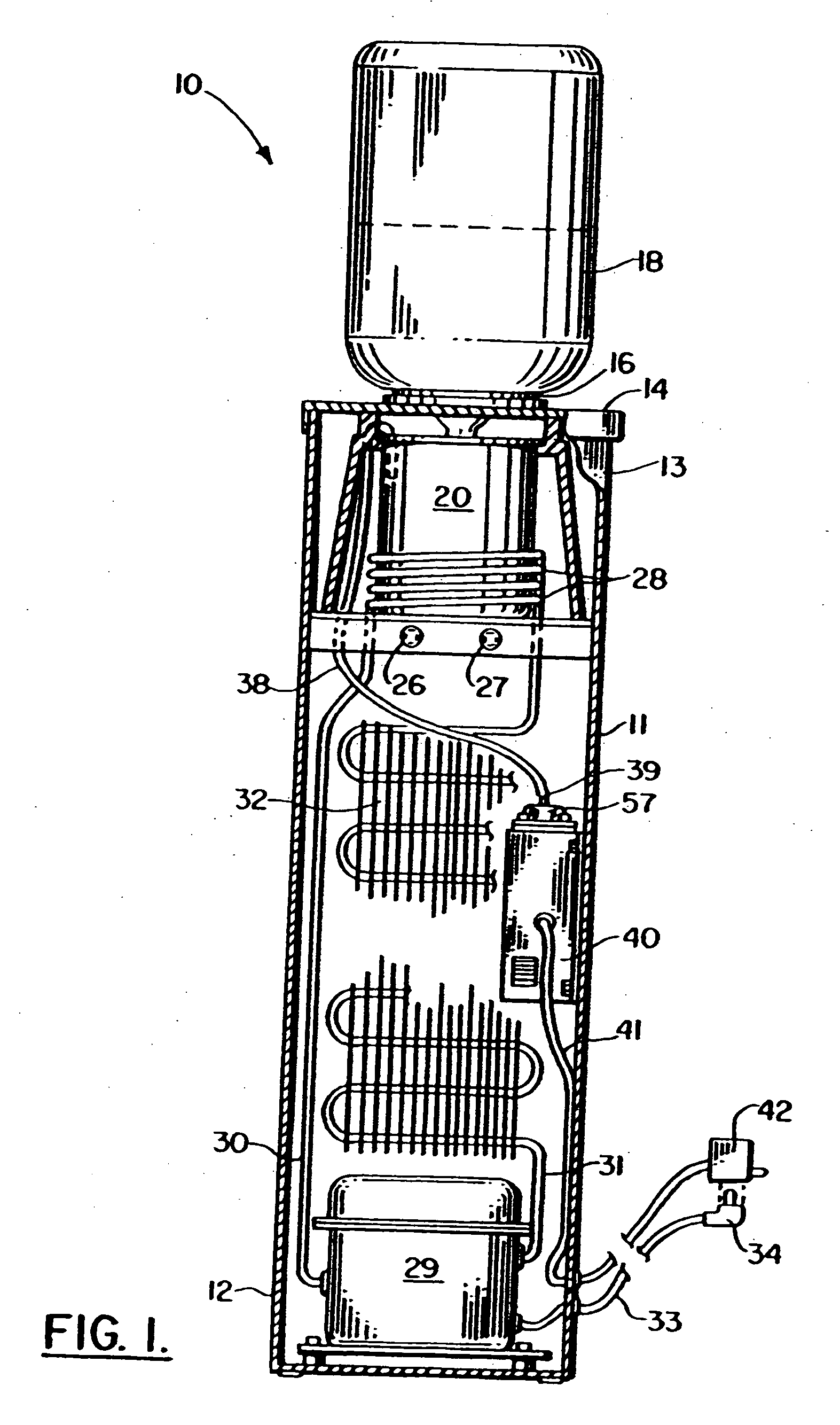 Method and apparatus for disinfecting a refrigerated water cooler resevoir