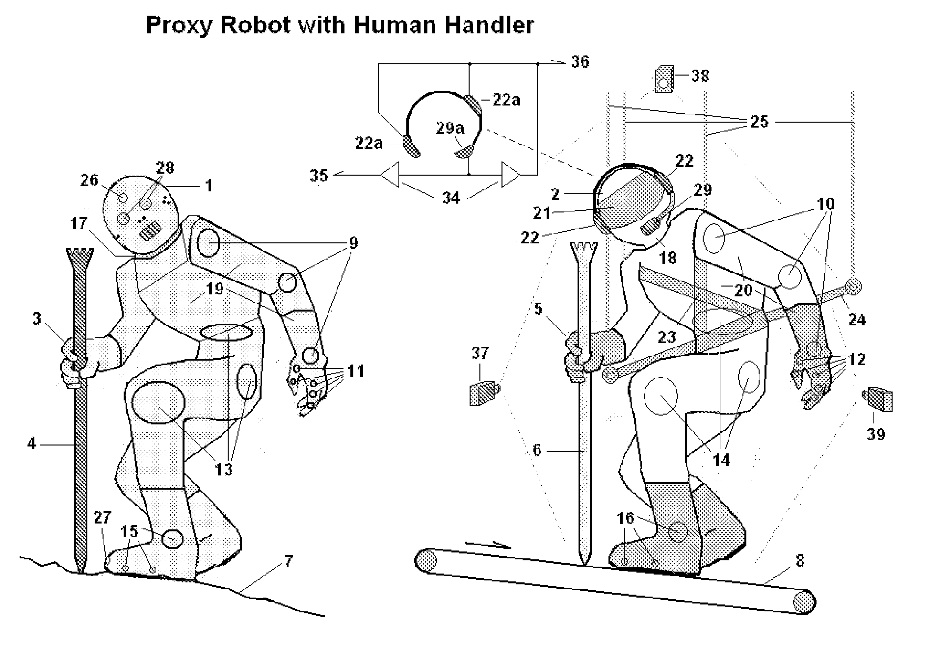 Proxy Robots and Remote Environment Simulator for Their Human Handlers