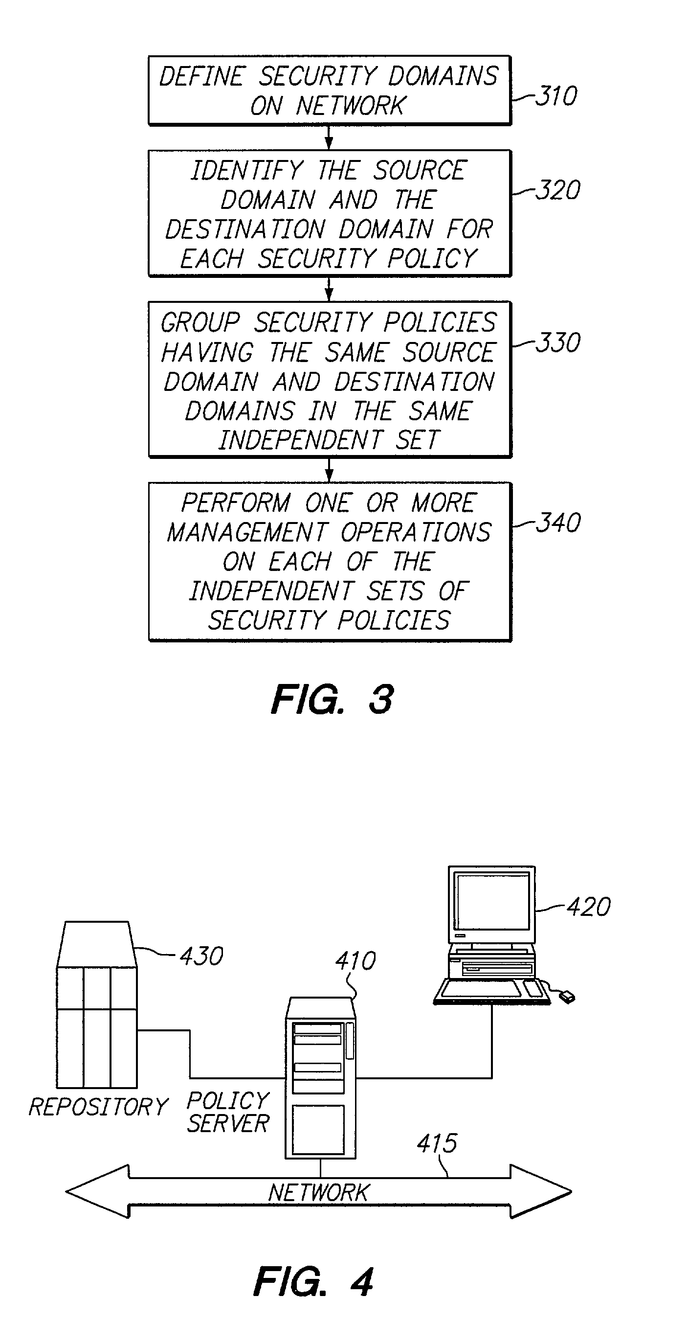 Method and apparatus for managing security policies on a network