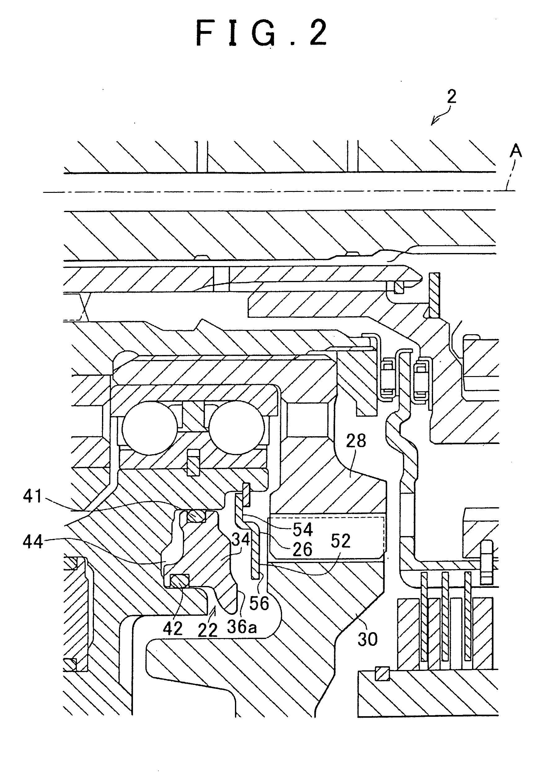 Frictional engaging piston and spring seat