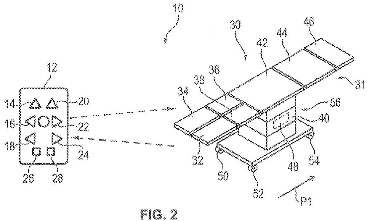 Method and device for operating a mobile operating table