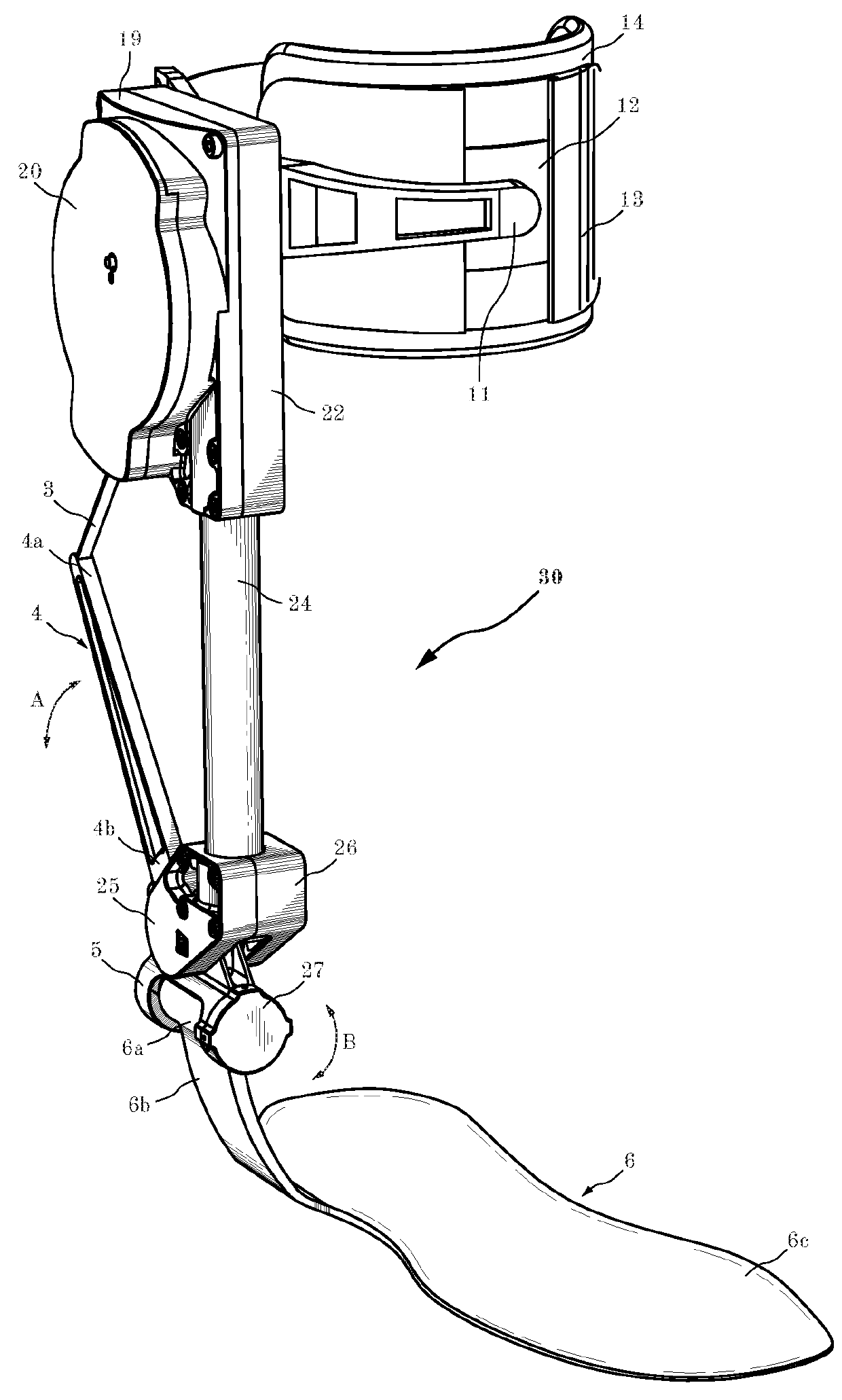 Unidirectional actuated exoskeleton device