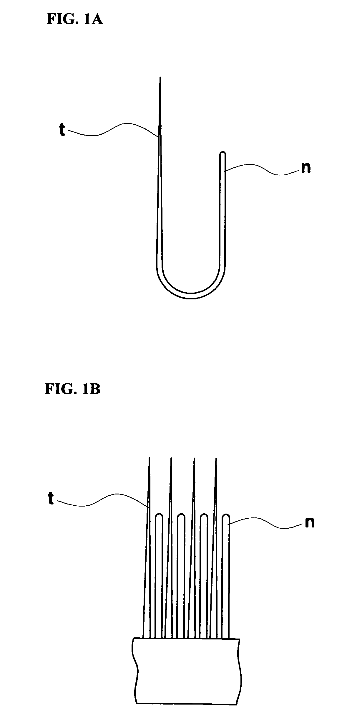 Toothbrush having needle-shaped bristle tapered at one end and manufacturing method thereof