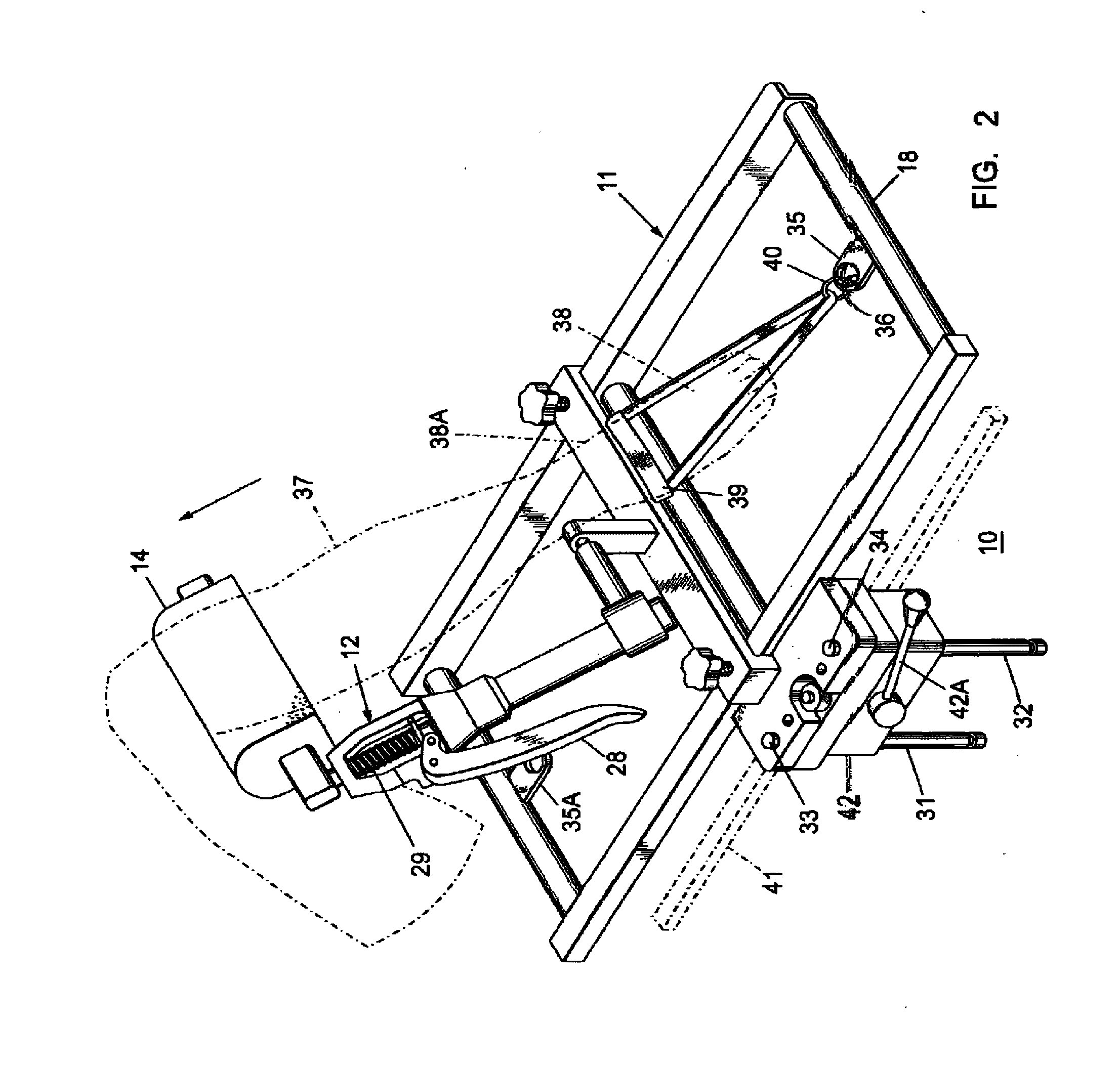 Elevation device for modular distractor for use in ankle and leg surgery