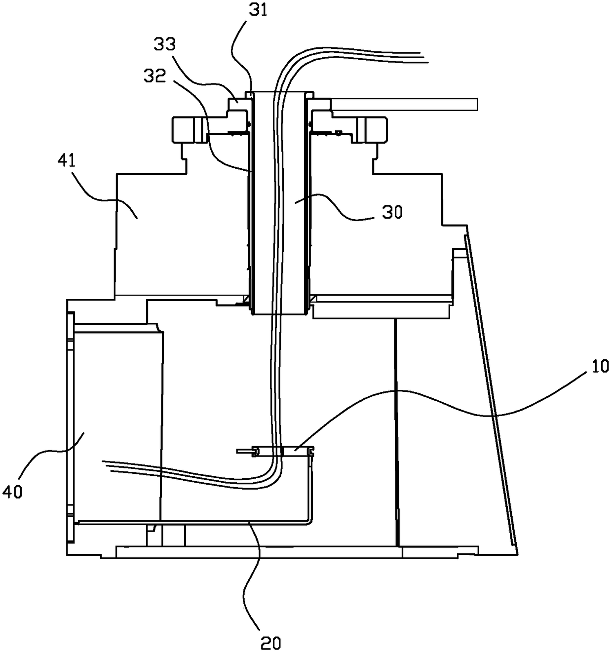 Wire passing protection device of coaxial rotating joint of inner wire walking industrial robot