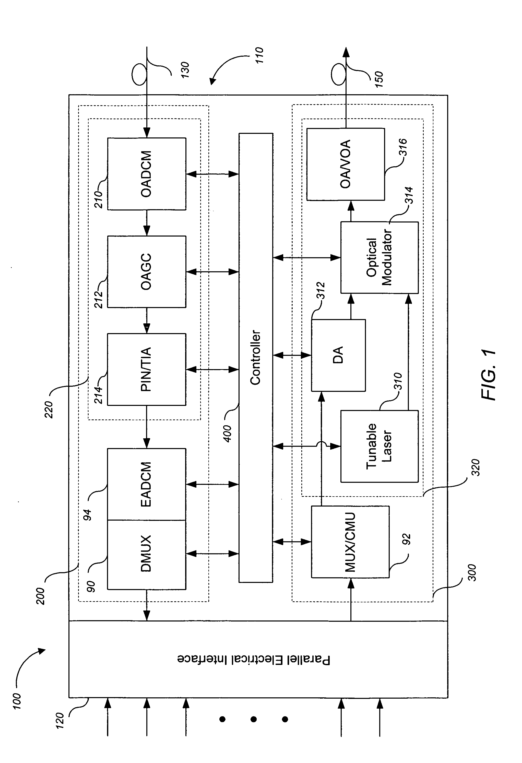 Adaptive optical transponder