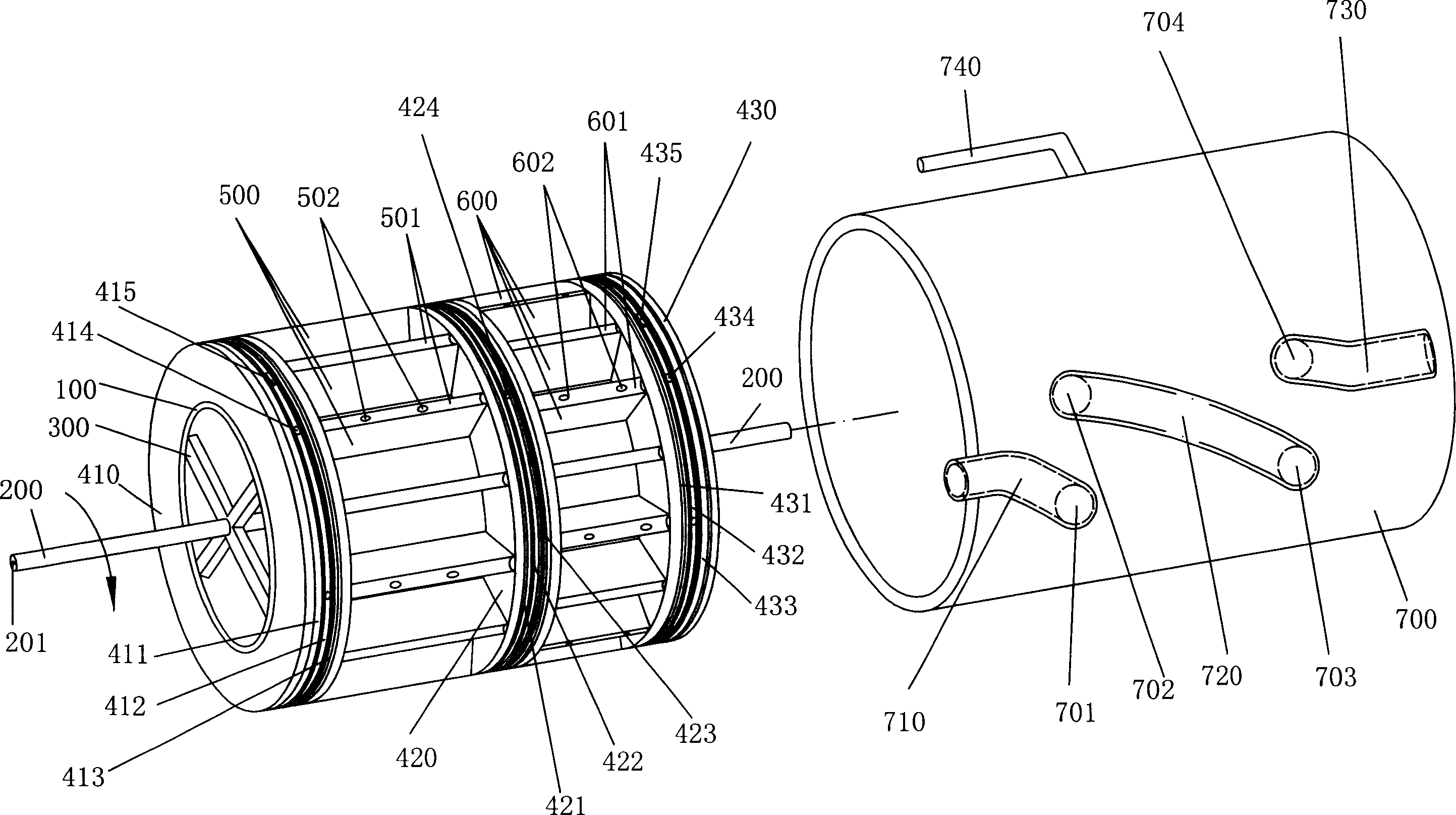 Impeller cylinder combination of impeller motor