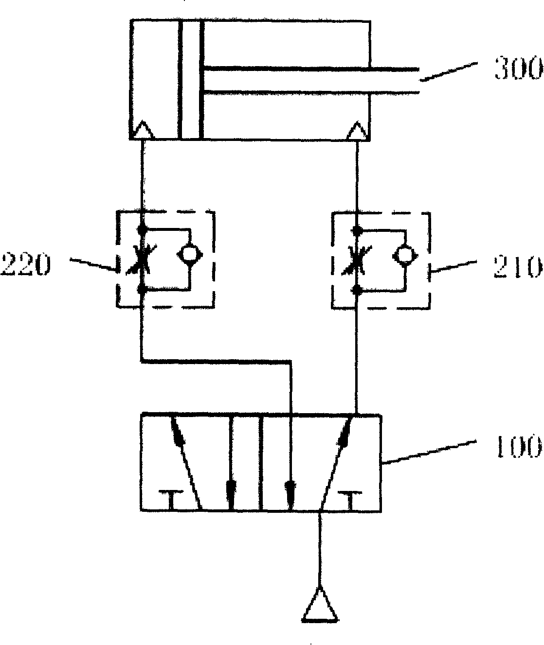 Control apparatus for eliminating reversing shake of dbl act gas cylinder
