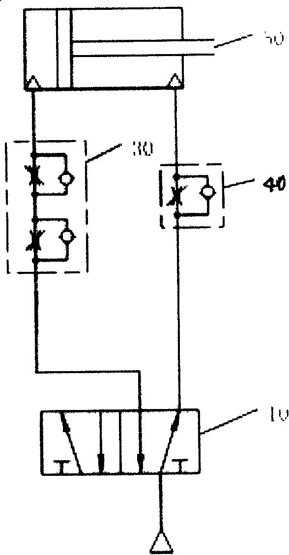 Control apparatus for eliminating reversing shake of dbl act gas cylinder