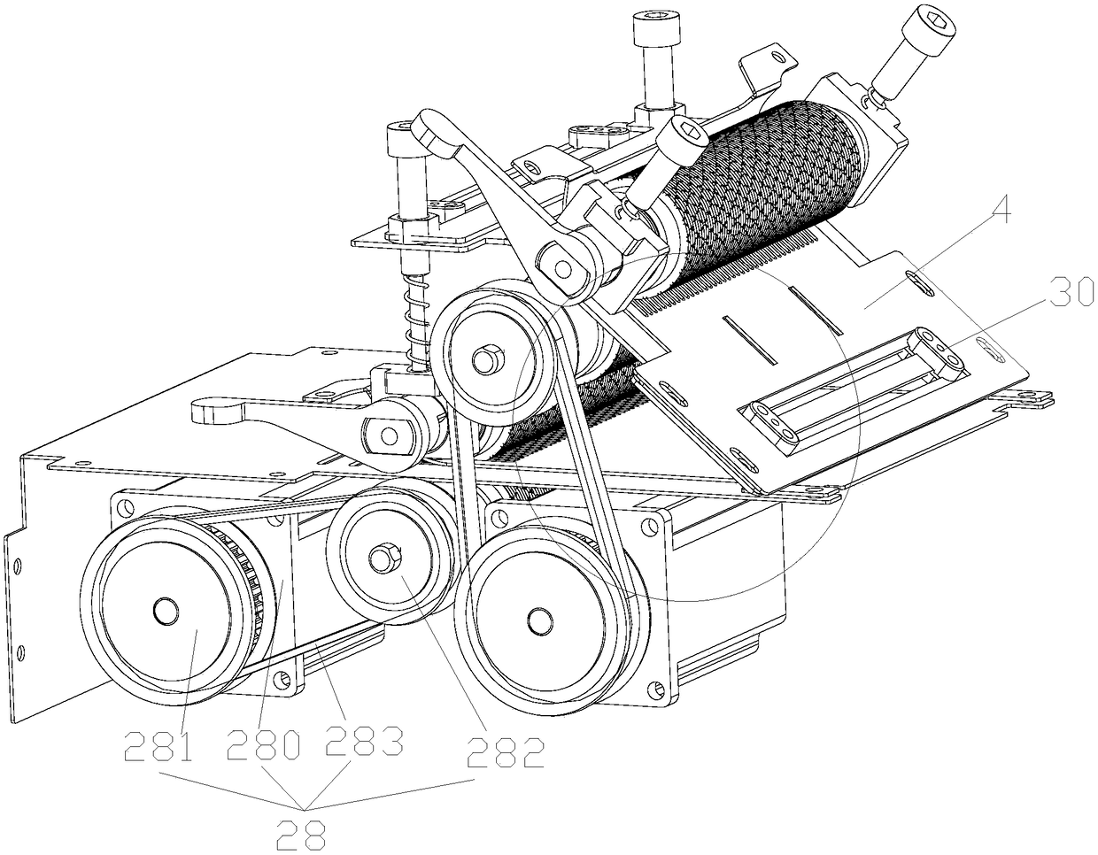 Double-label transmission device for double-label machine