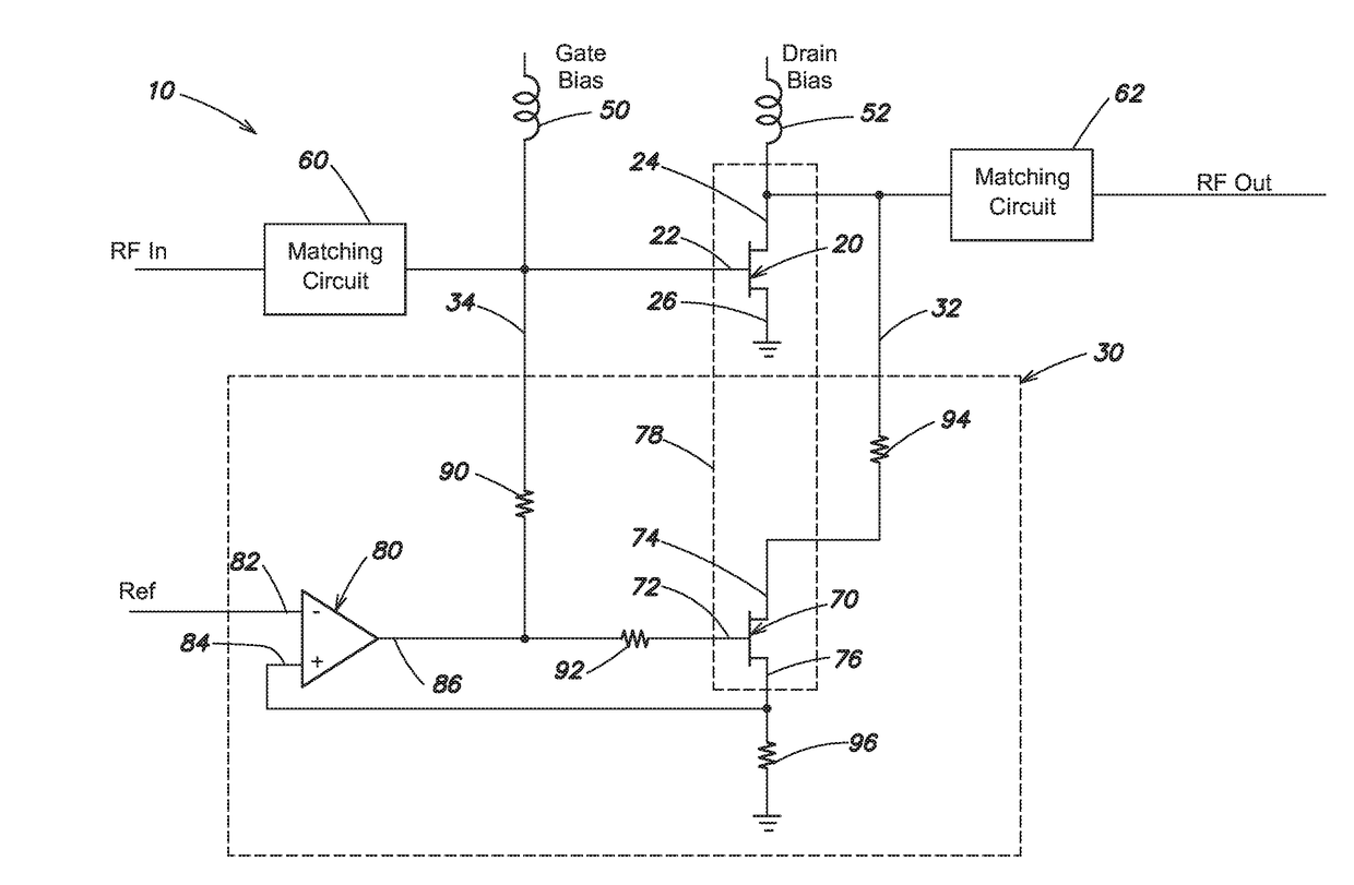 Drain lag compensation circuit for RF power transistors