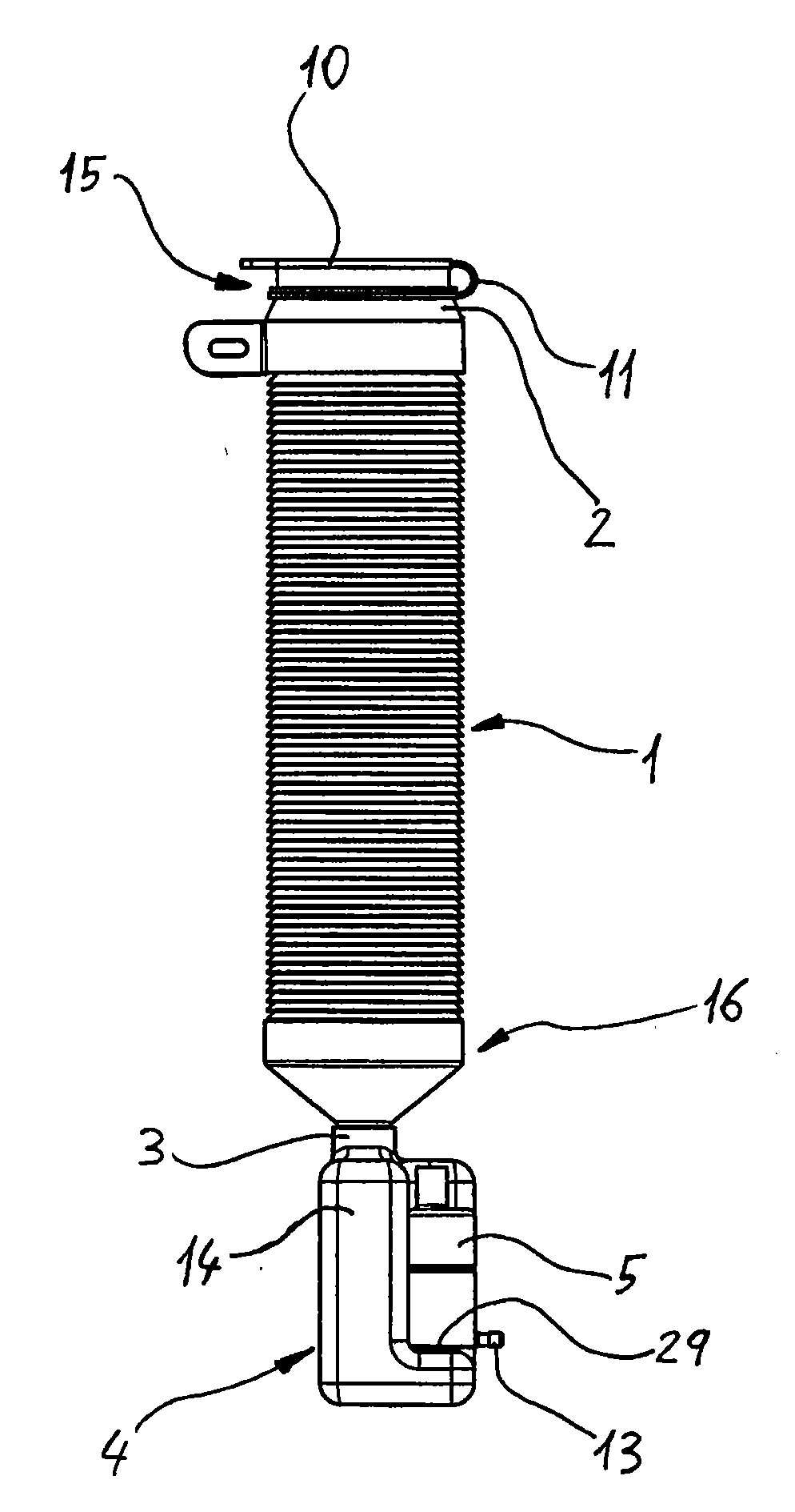 Container assembly for windshield and headlight washing fluid in a vehicle