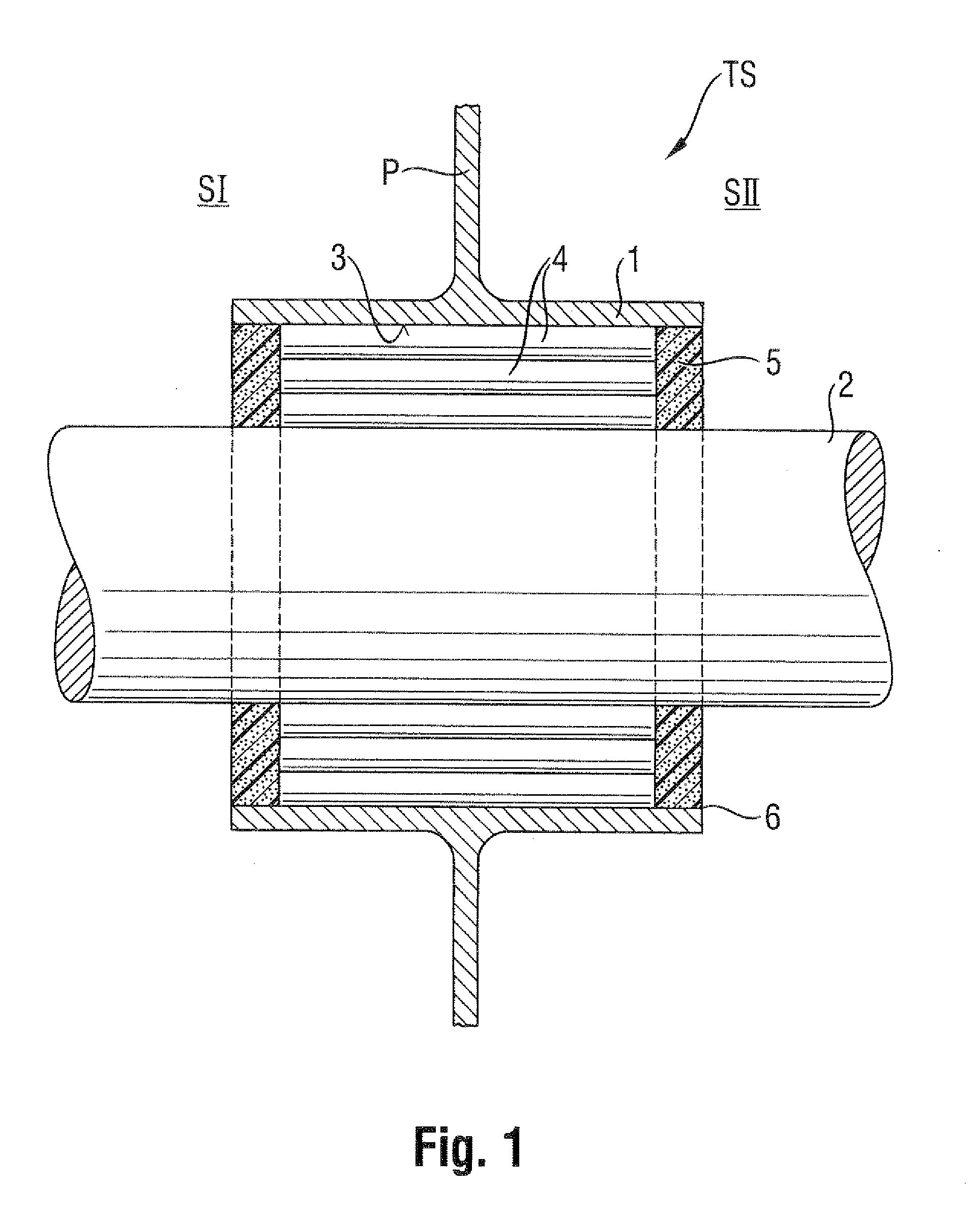 System and method for sealing in a conduit a space between an inner wall of the conduit and at least one pipe or cable extending through the conduit