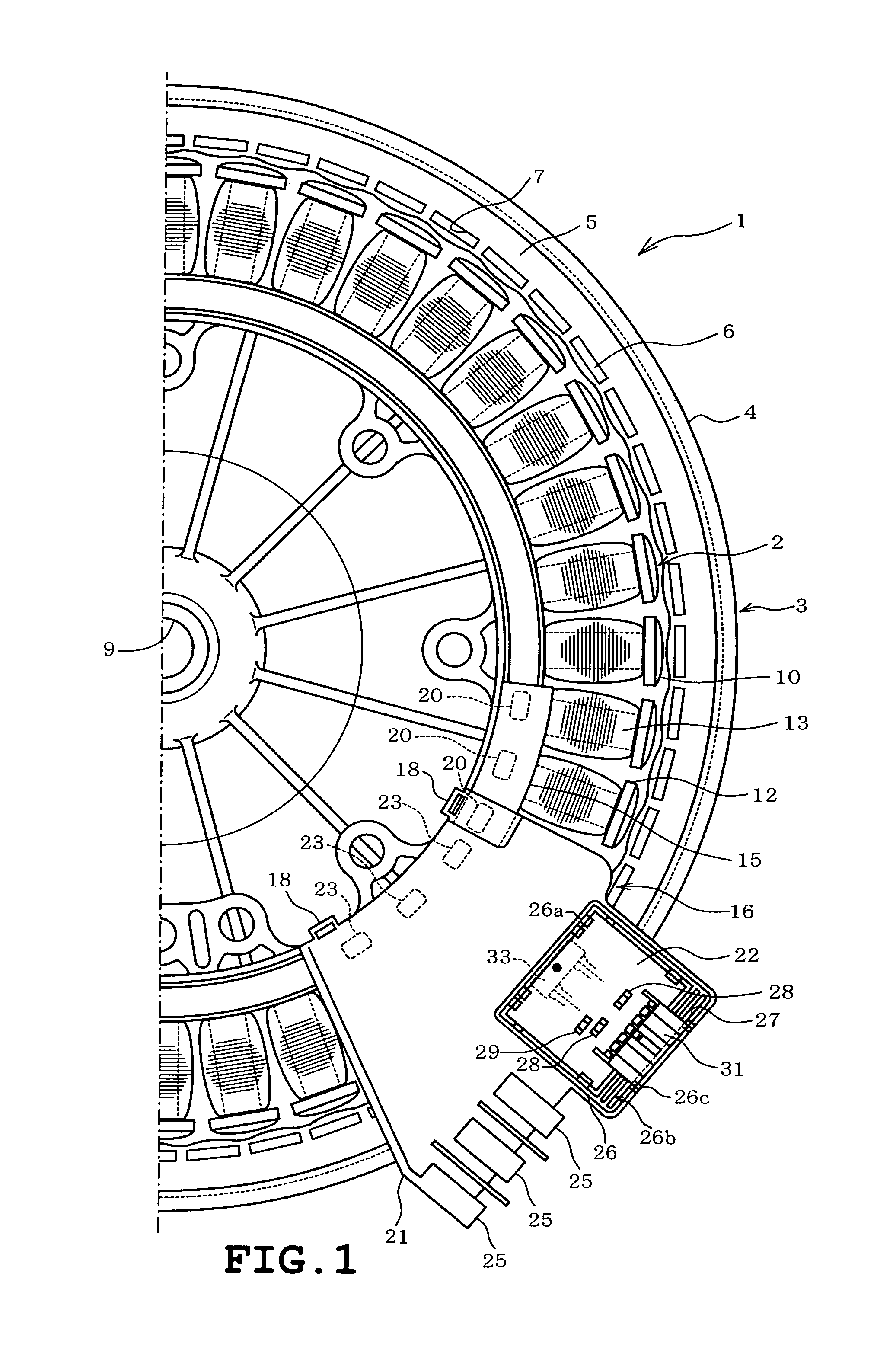 Electric motor with discrete circuit board and sensor case