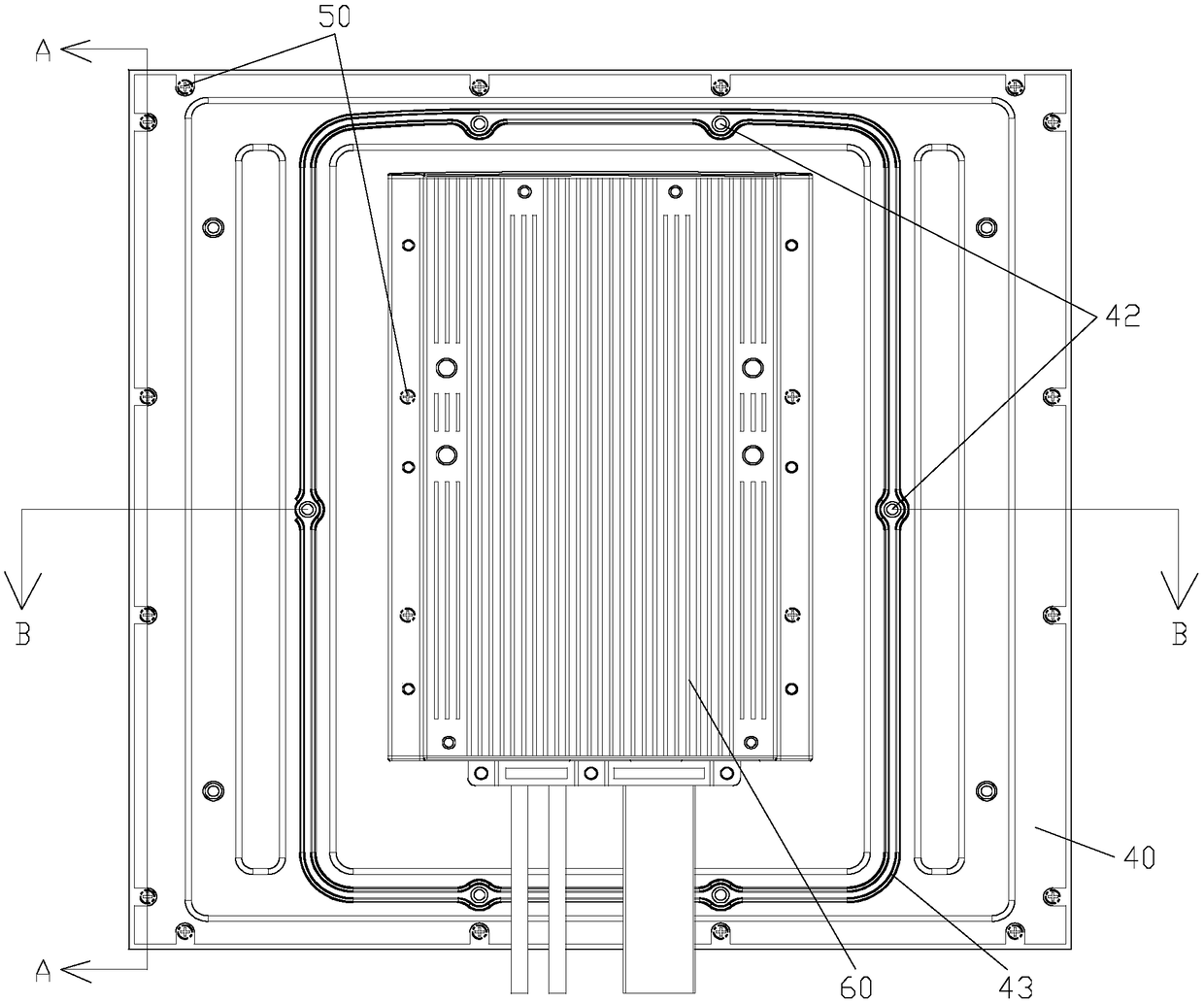 Double-heat-conductive-piece clamping-plate-type LED display unit module