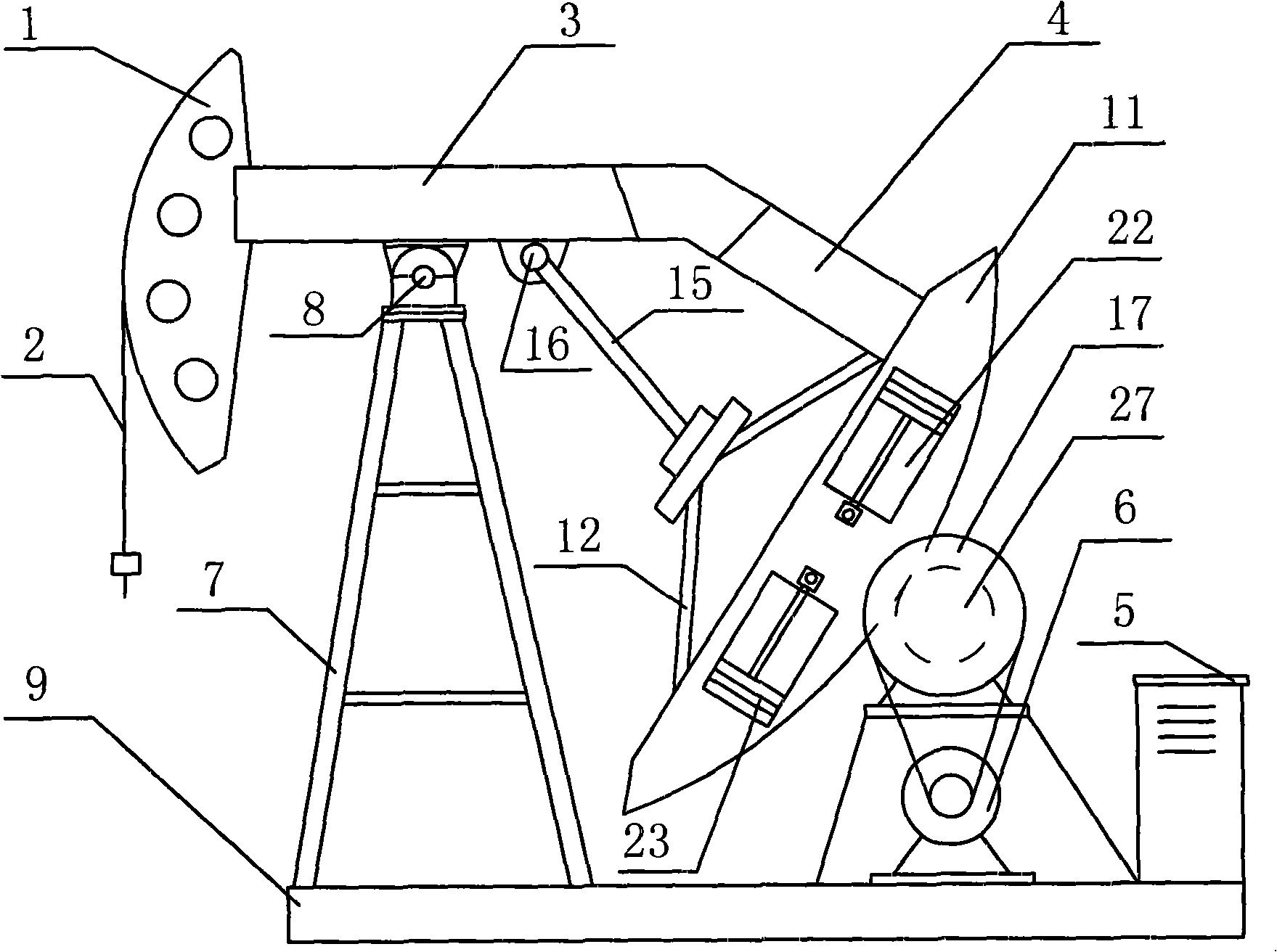 Hanging pendulum type beam balancing energy-saving oil pumping machine