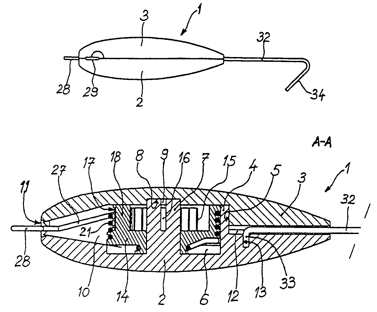 Device for winding and unwinding the lower part of fishing line