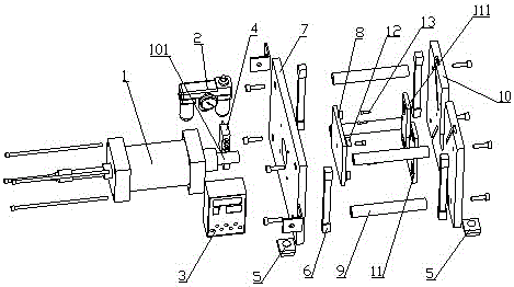 Drainage opening material cutting horizontal type device matched with mechanical arm