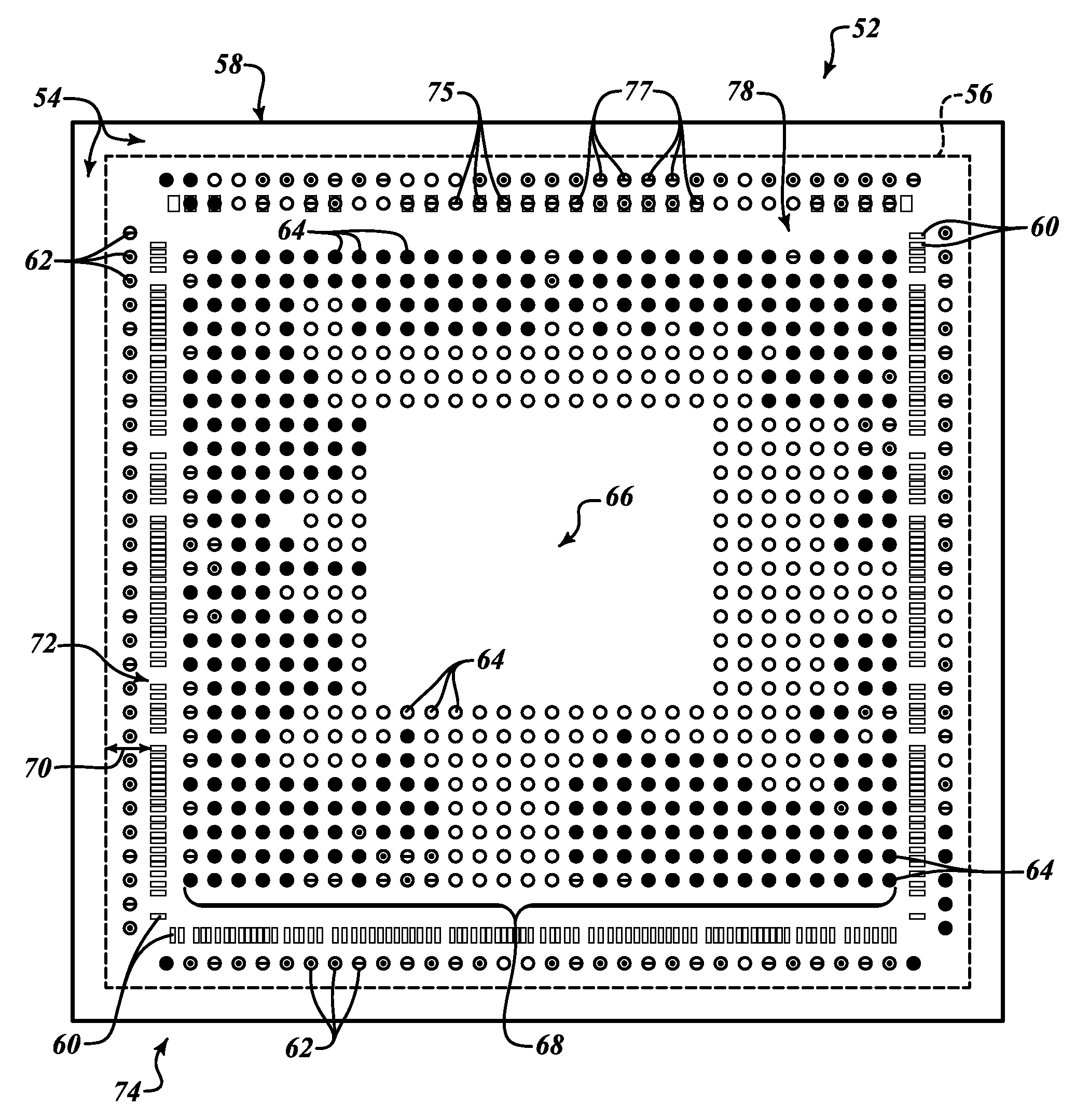 Flip chip device having simplified routing