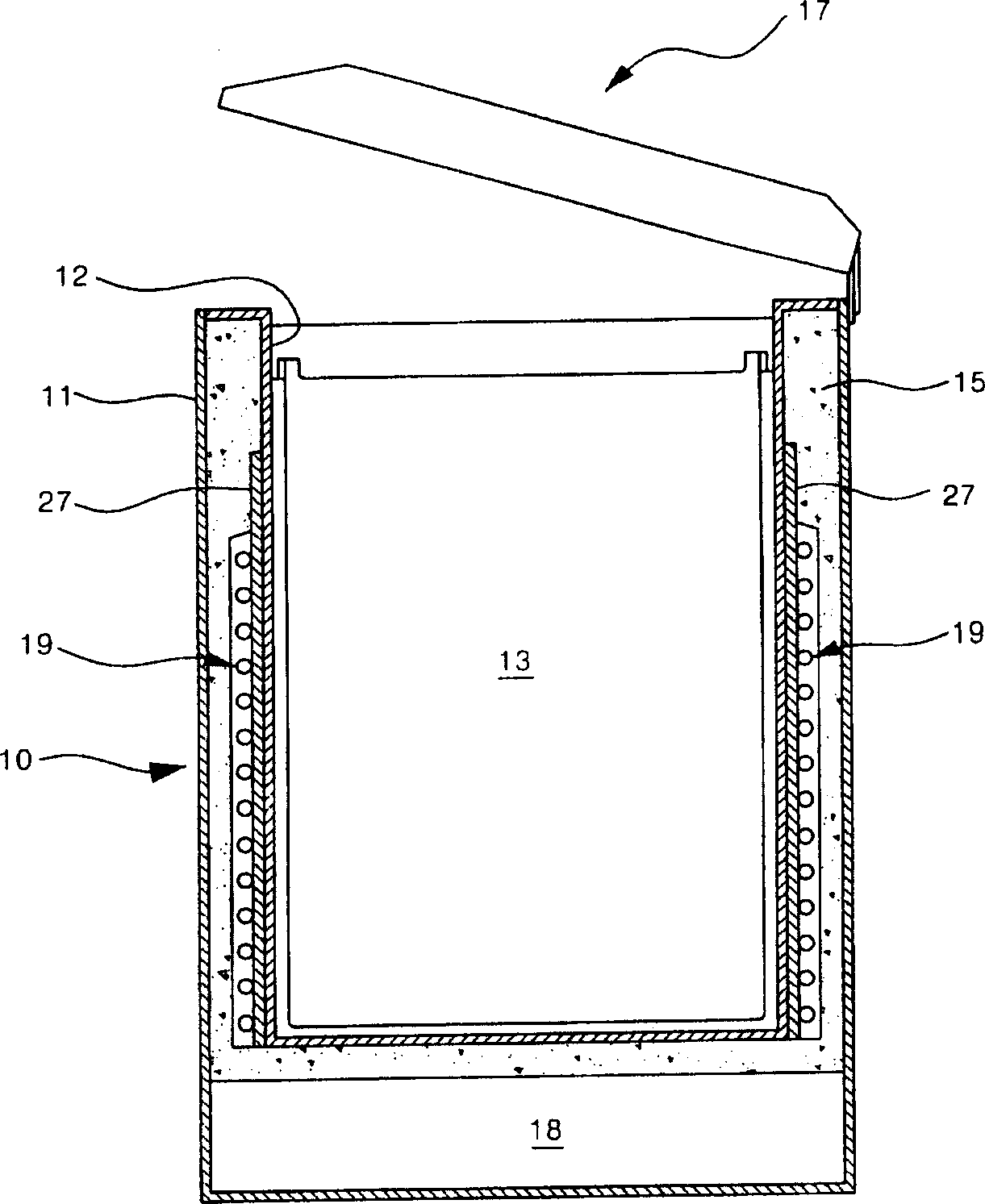 Thermal-insulating layer exhausting structure for refrigerator