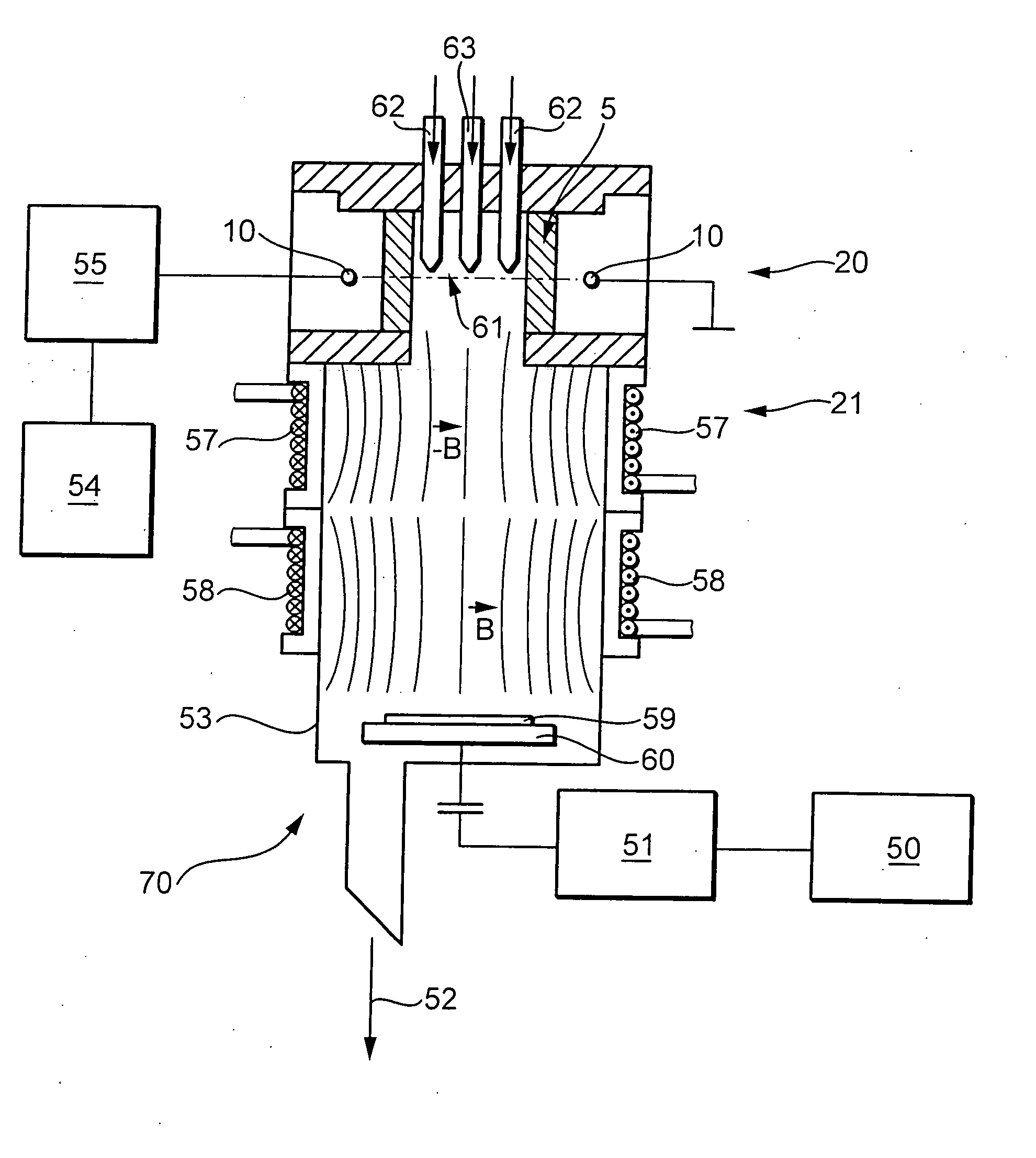 Device and method for anisotropically plasma etching of a substrate, particularly a silicon body