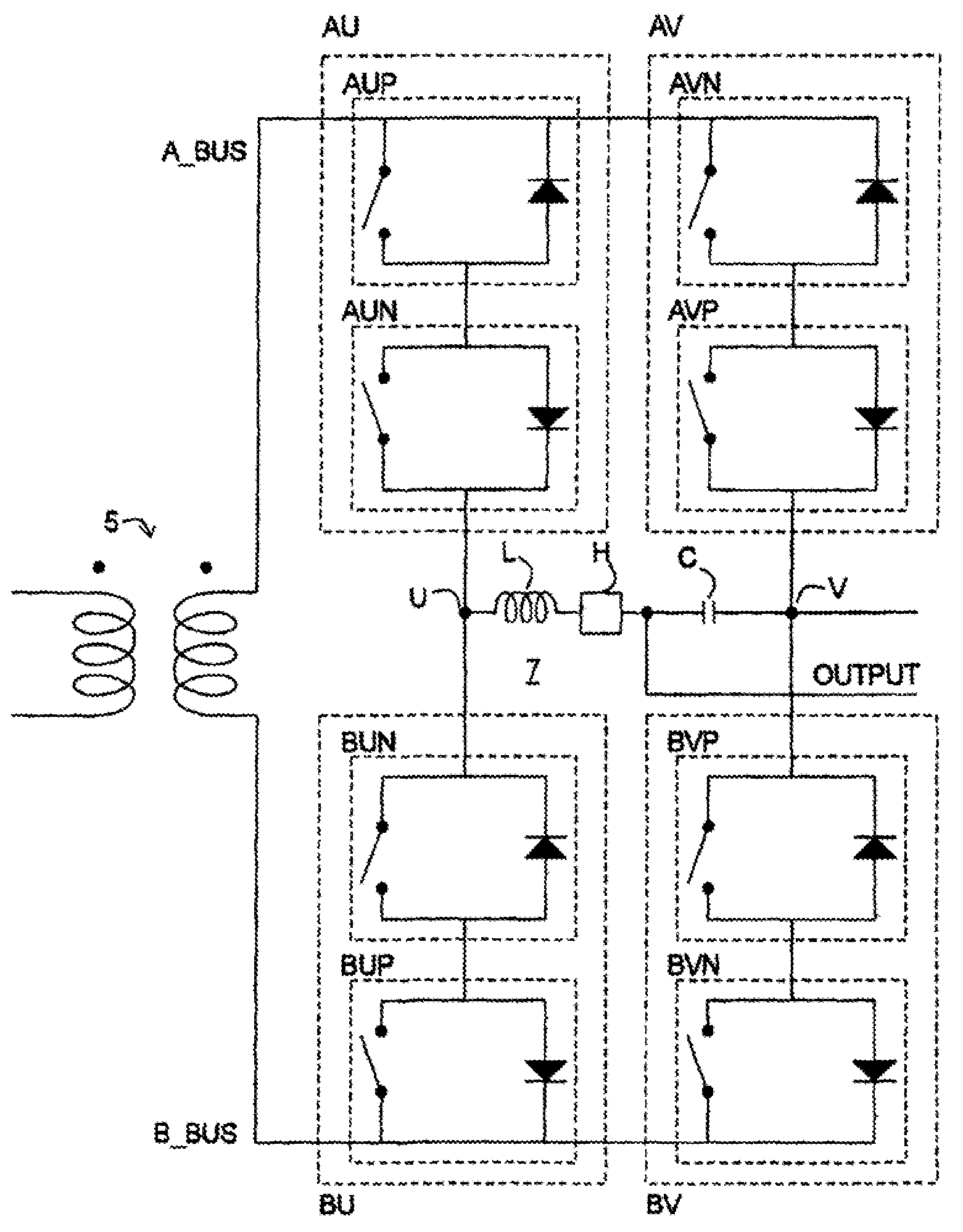 Pwm method for cycloconverter