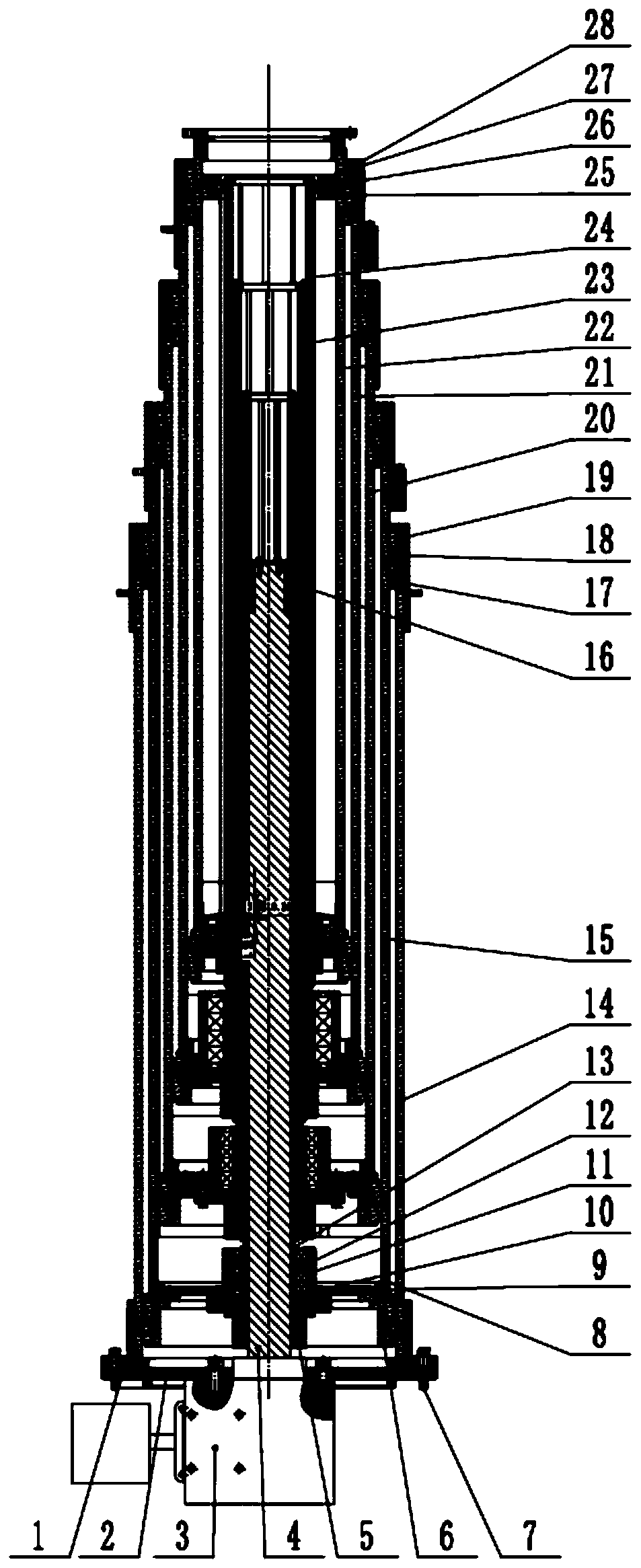 A multi-stage synchronous lifting device based on carbon fiber cylinder