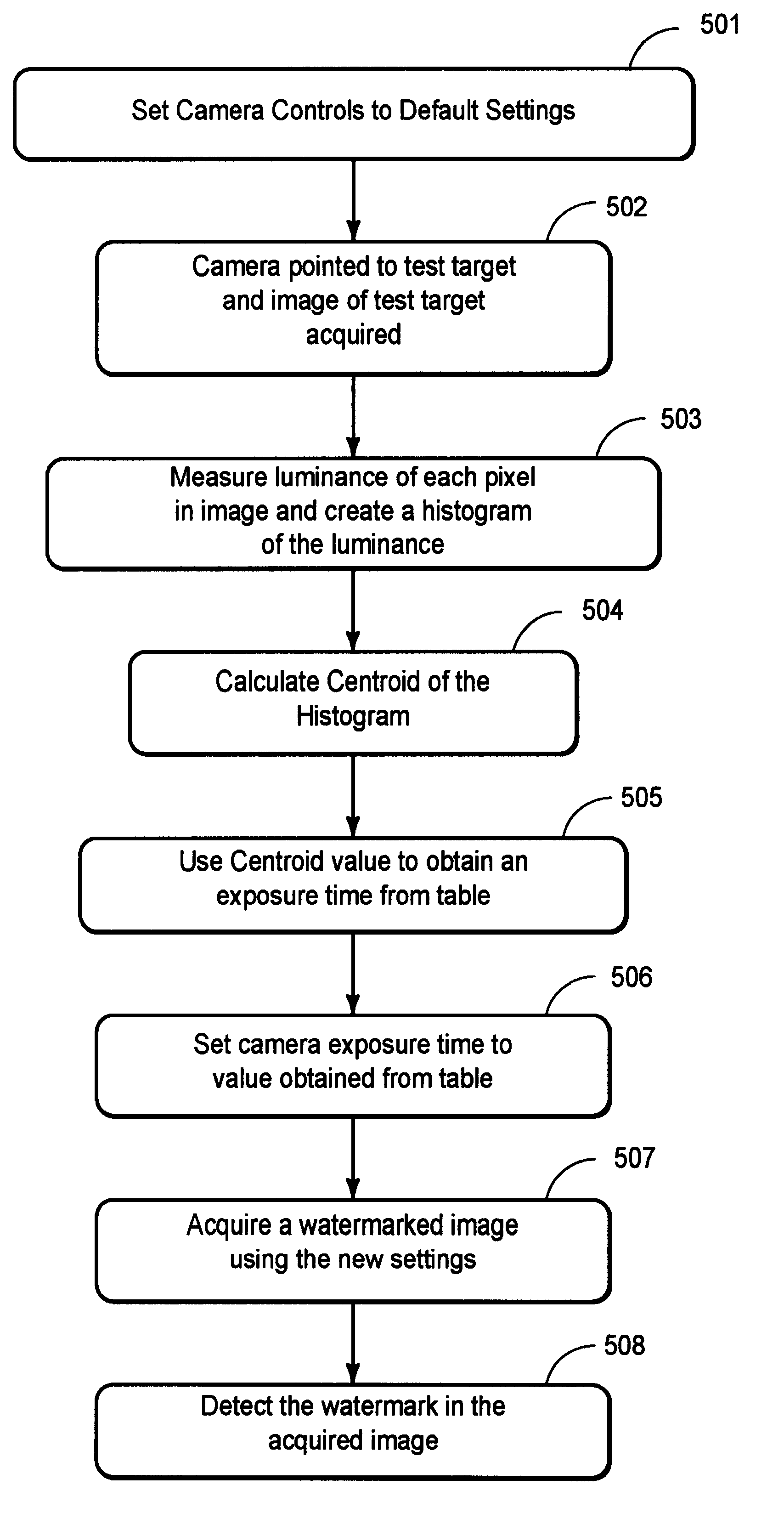 Adjusting an electronic camera to acquire a watermarked image