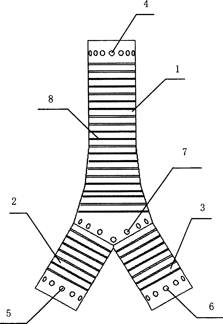 Y-shaped Ni-Tialloyed tracheal net braided support and its mfg. method