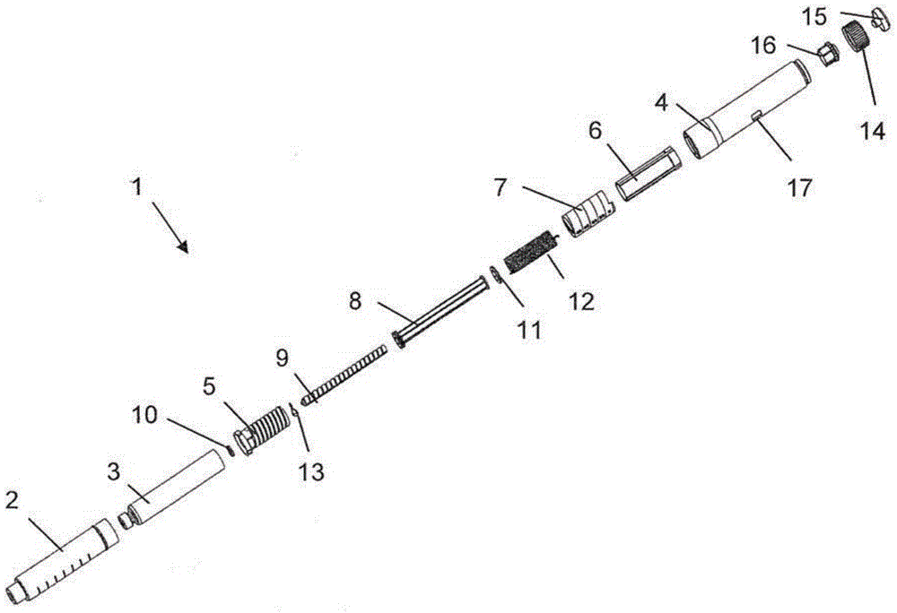 Pen type drug injection device with dose limiting nut to prevent setting of a dose higher than the amount of drug remaining