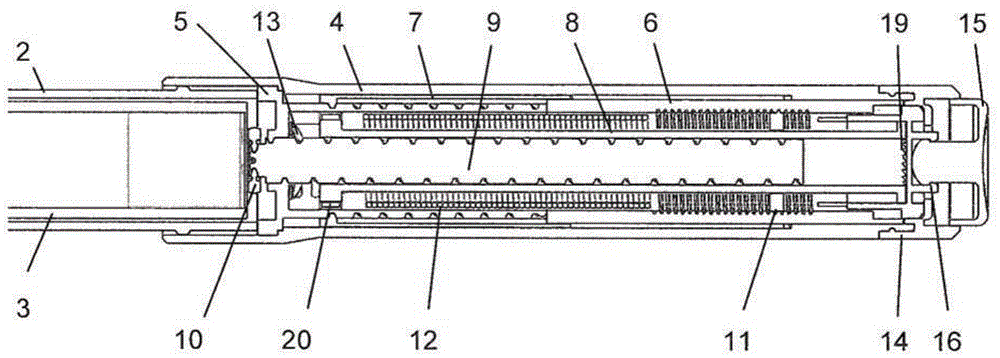 Pen type drug injection device with dose limiting nut to prevent setting of a dose higher than the amount of drug remaining