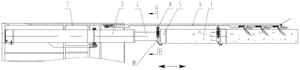 A structure to prevent the deflection of the piston rod of the shield machine's single propulsion cylinder