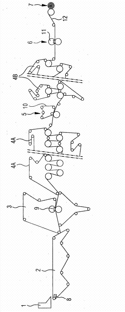 Machine for producing a paper web, in particular a sack paper web
