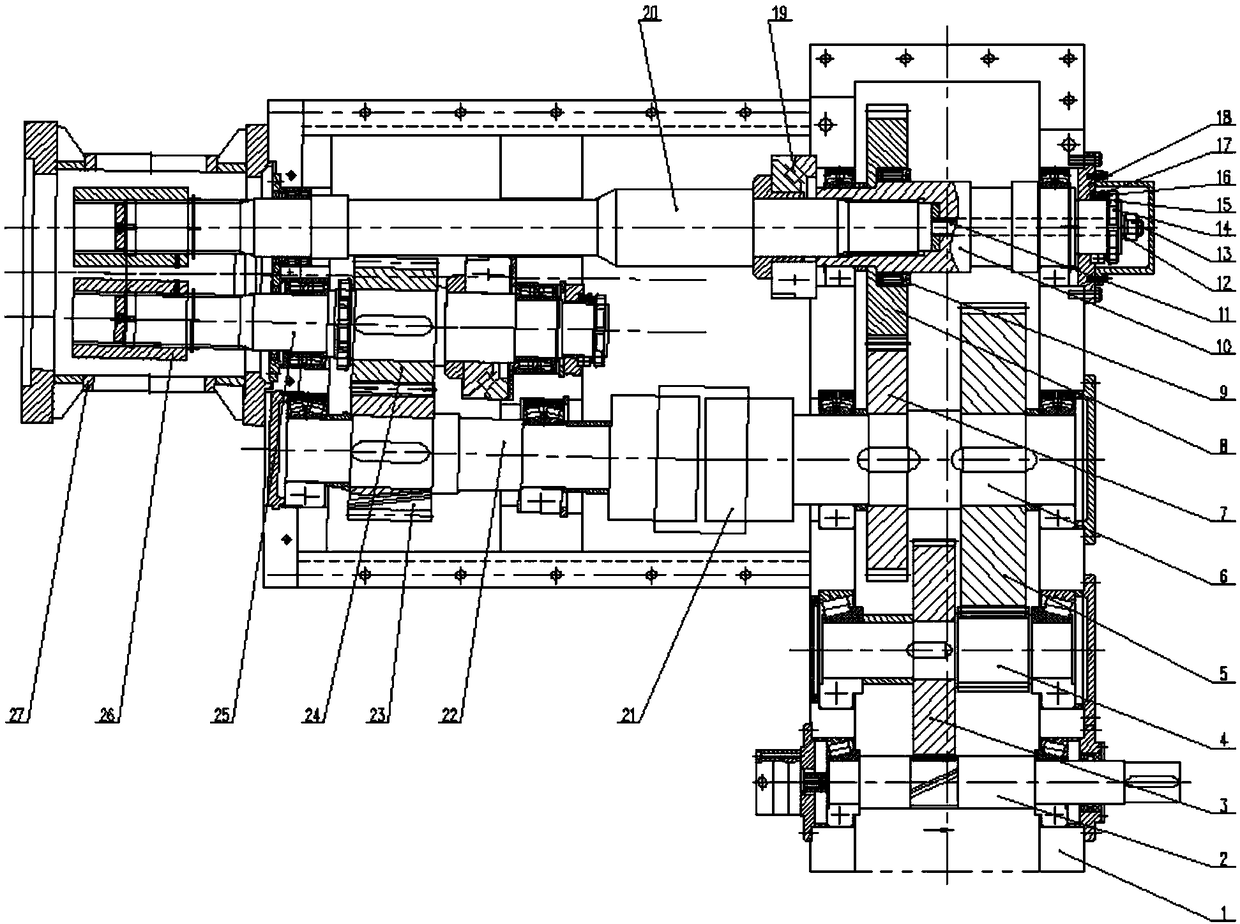 Same direction cone double-gear box adopting flexible shaft coupler