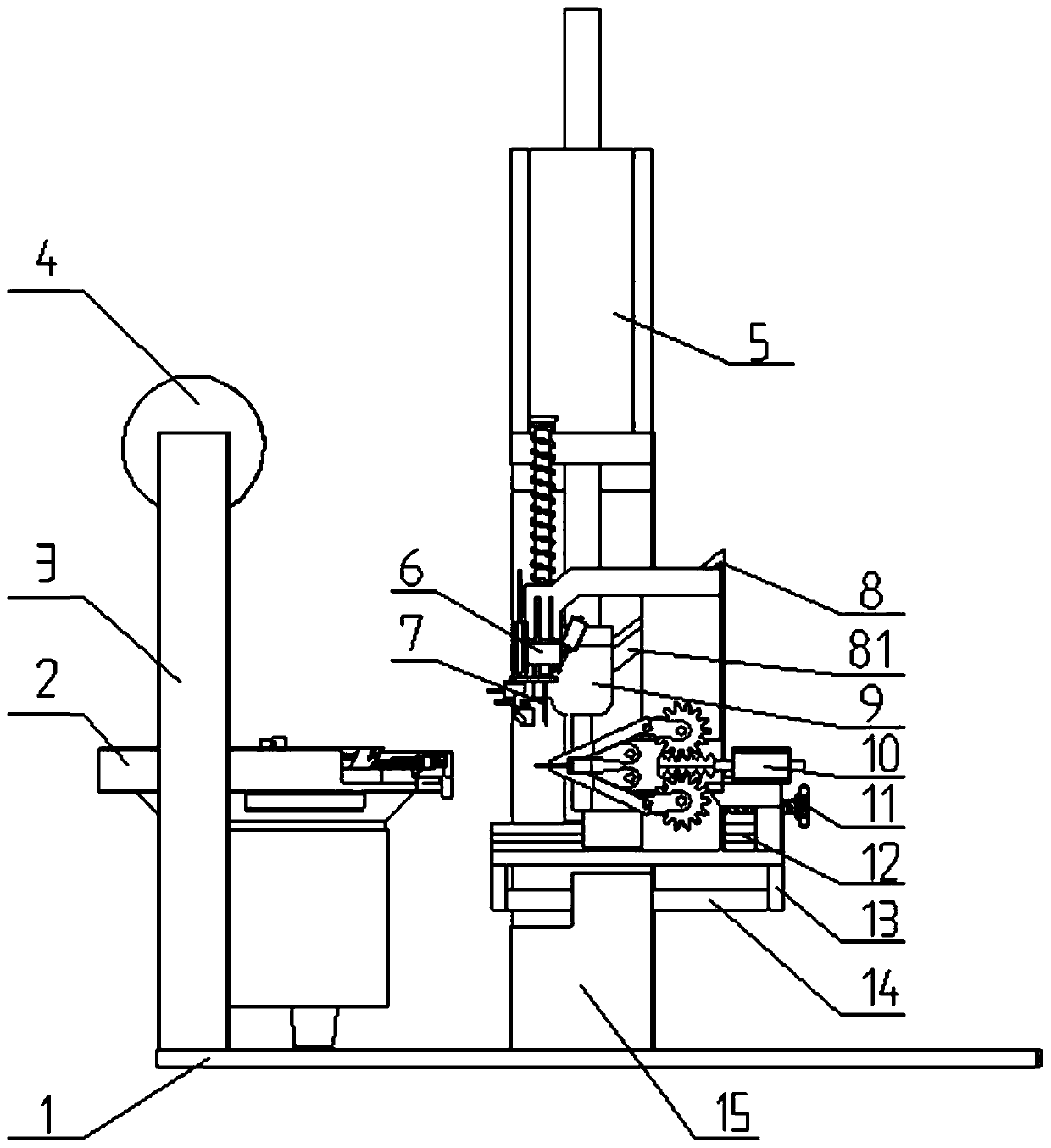 A button threading machine with automatic feeding function