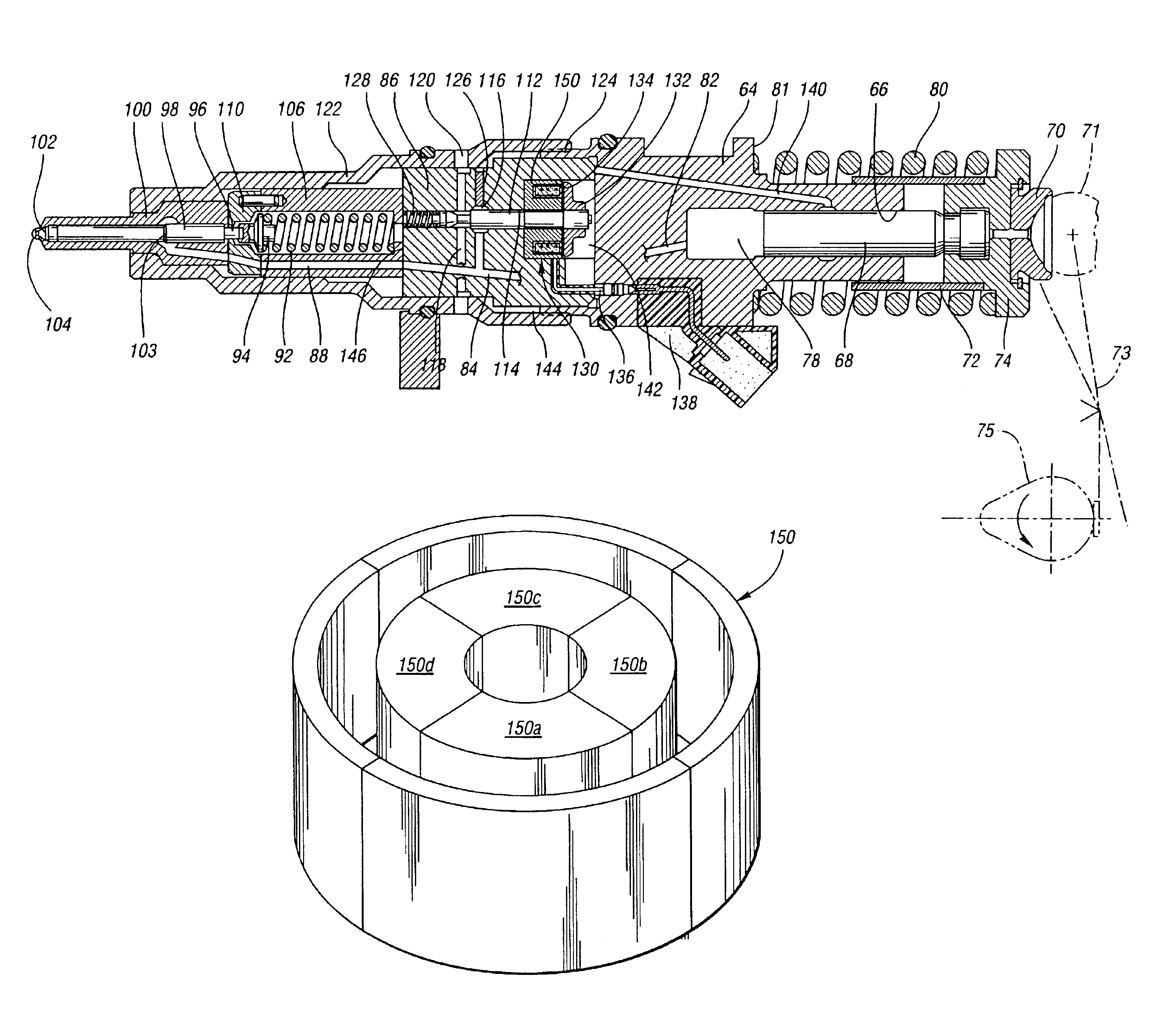 Fuel injector having segmented metal core