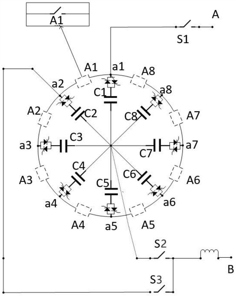 Circular capacitor array reactive power compensation device