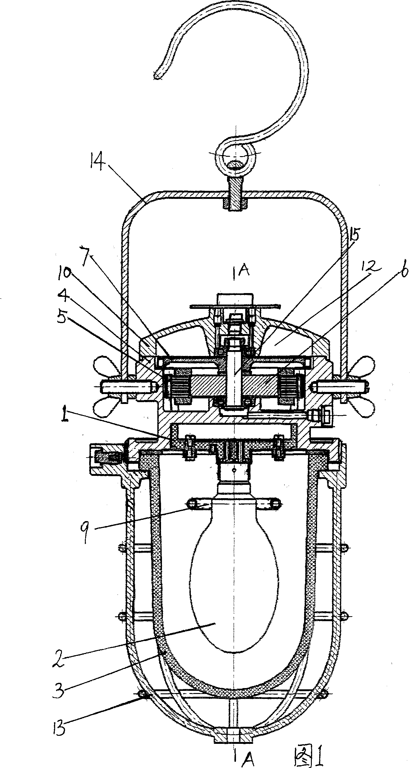 Pneumatic explosion-proof lamp