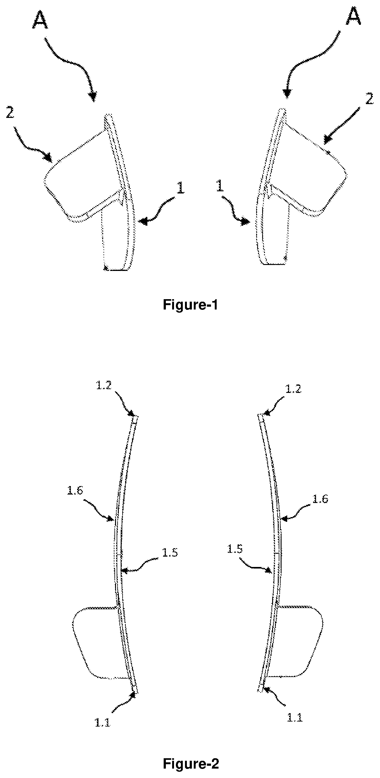 Intranasal splint comprising angled wing structure