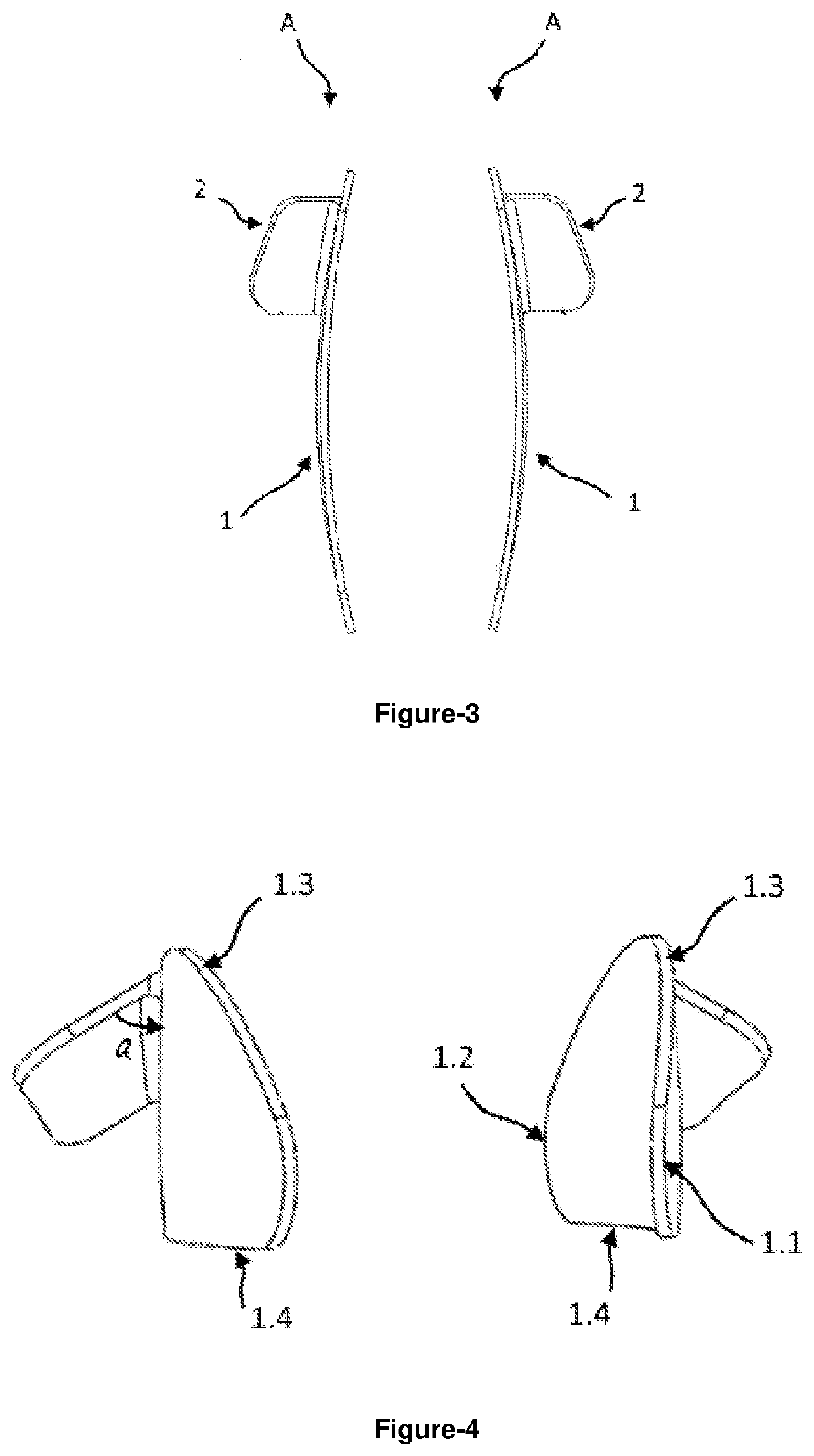 Intranasal splint comprising angled wing structure