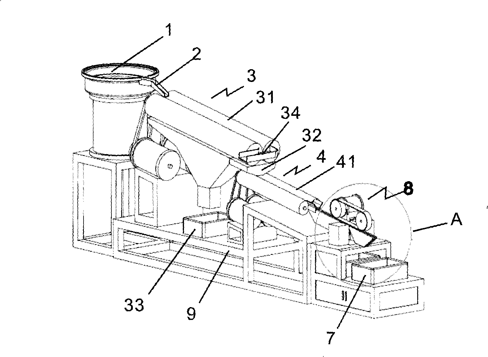 Screw sieving machine