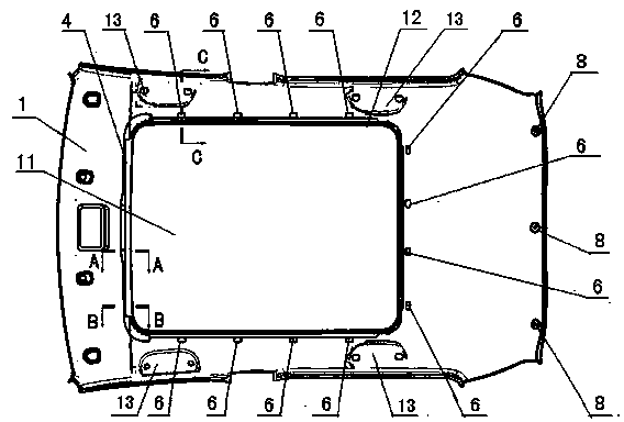 Top cover lining of automobile panorama skylight
