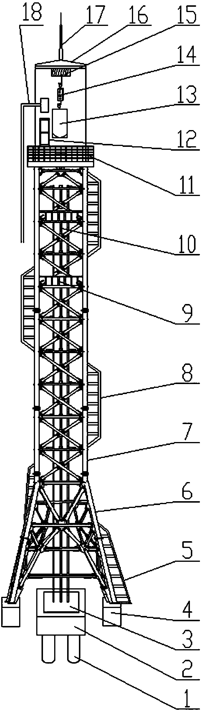 High-altitude falling test system for spent fuel storage and transportation container of nuclear power plant