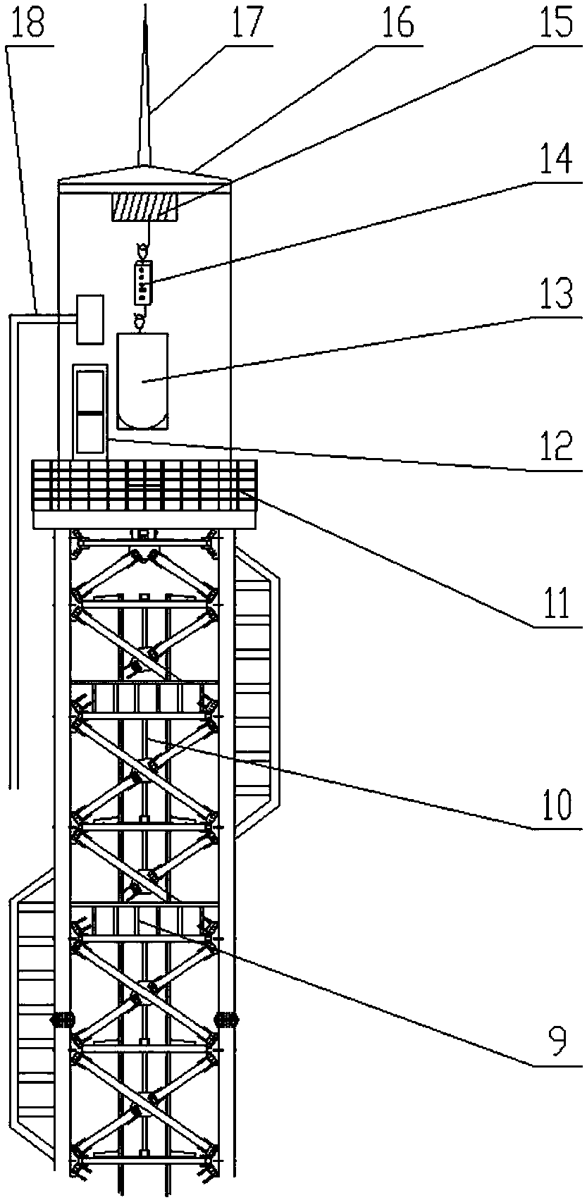 High-altitude falling test system for spent fuel storage and transportation container of nuclear power plant
