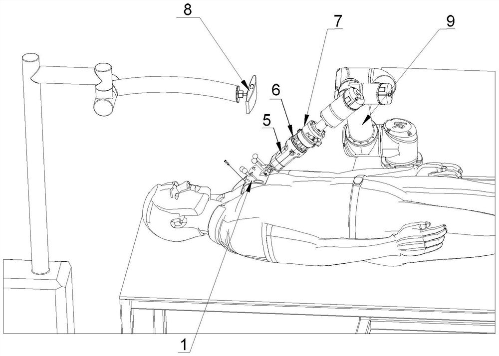 Puncture template based on optical positioning, auxiliary radiotherapy constant force tracking system realized by applying same, and constant force tracking method