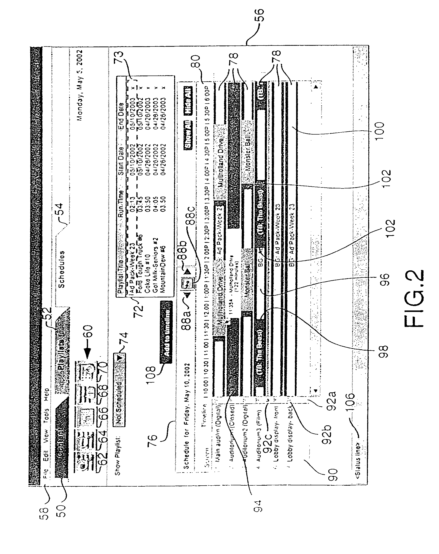 Scheduling between digital projection and film projection corresponding to a predetermined condition