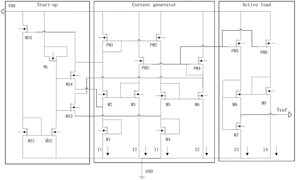 Low-power-consumption full-CMOS reference source circuit based on subthreshold value