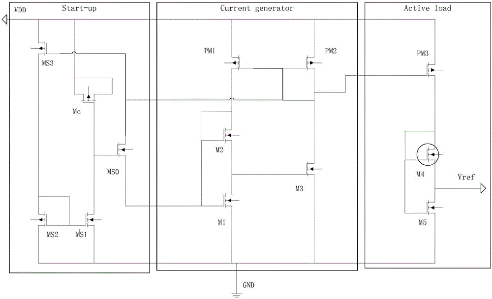Low-power-consumption full-CMOS reference source circuit based on subthreshold value